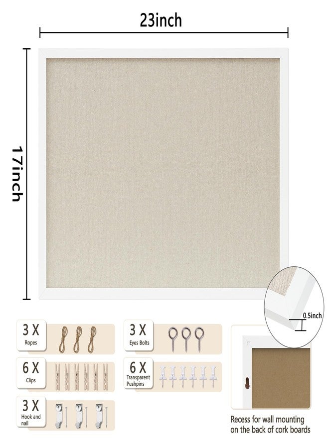DAHAPYBOO Cork Board with Linen White,Bulletin Board 23"x17" Hanging Corkboards for Office Home School Message Board or Vision Board Decoration. - Image 2